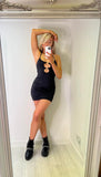 Blacked Out O-Ring Halter Neck Mini Dress
